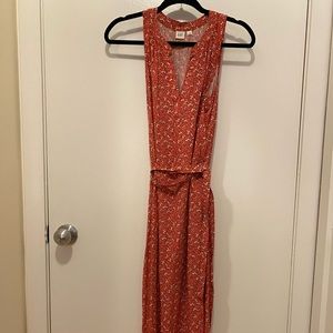 Floral midi dress with tie waist